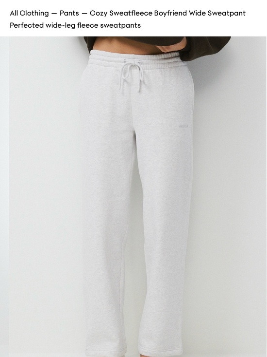 Aritzia Pants - Aritzia Cozy Sweatfleece Boyfriend Wide Sweatpant - Light Gray